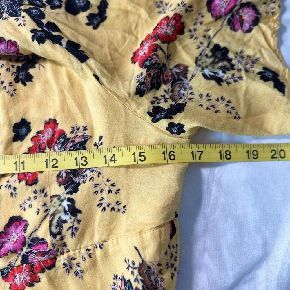 Free‎ People Yellow Floral Tie Front Crop Top Size S